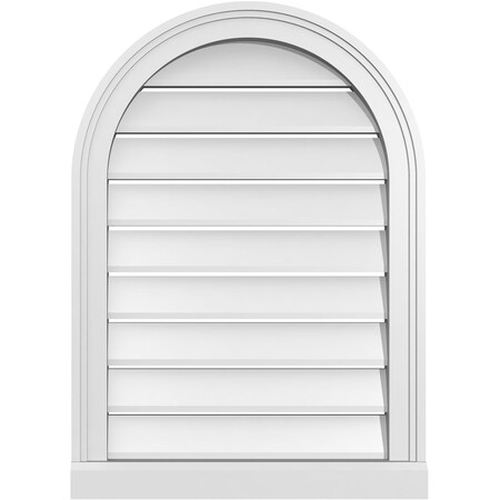 Ekena Millwork Round Top Surface Mount PVC Gable Vent: Functional, w/ 2"W x 2"P Brickmould Sill Frame, 20"W x 28"H GVPRT20X2803SF
